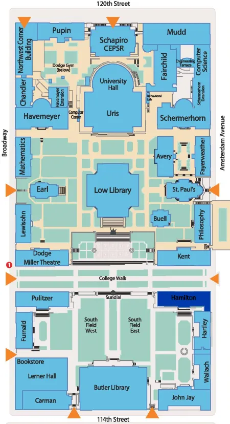 Map of Columbia University Campus